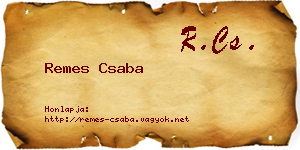 Remes Csaba névjegykártya